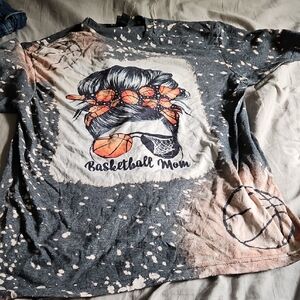 Basketball Mom Graphic Kids Shirt - Gray and Orange